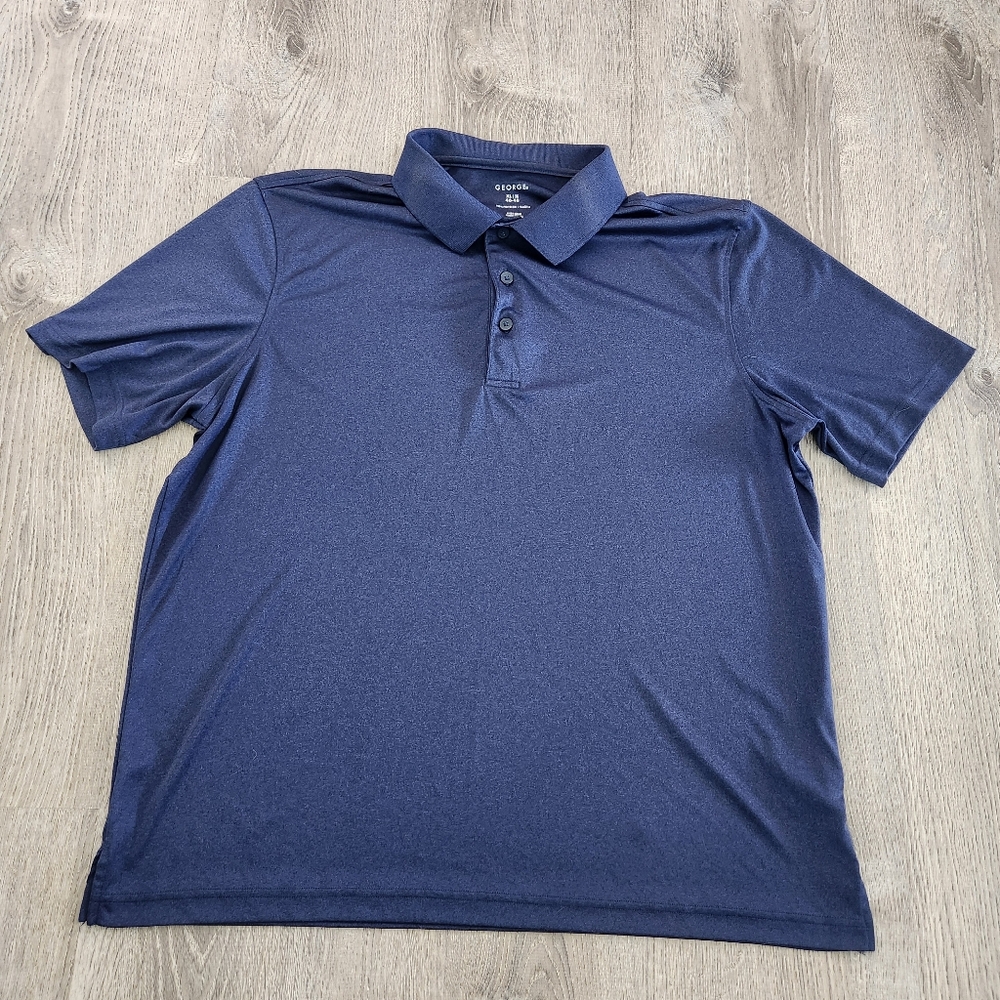 Lot Of 2 George Short Sleeve‎ Polo Golf Shirts Mens Size XL Blue Green Solid - Picture 9 of 12